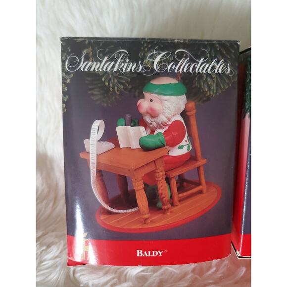 Lot Of 2 🎄 1991 Santakins Christmas Ornaments Santa Claus & Baldy New 🎅 - Picture 5 of 8